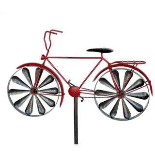 DanDiBo Gartenstecker Metall Fahrrad XL 160 cm Rot 96100 Shabby Windspiel Windrad Wetterfest Gartendeko Garten Gartenstab Bodenstecker - Rot