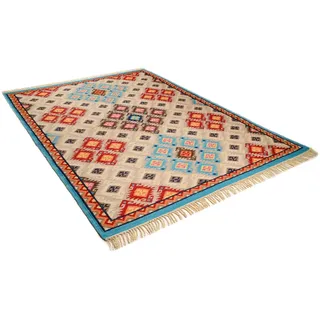 THEKO Wollteppich »Kelim Royal 2« rechteckig 5 mm Höhe Flachgewebe, reine Wolle, handgewebt, mit Fransen, bunt