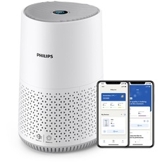 Philips Luftreiniger 600-Serie, energieeffizient mit Smart Sensor, Für Allergiker, HEPA-Filter entfernt 99,97% der Schadstoffe, Deckt bis zu 44 m2 ab, App-Steuerung, Weiß (AC0651/10)