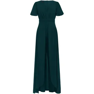 APART Fashion Damen Chiffon Jumpsuit, Tiefer V-Ausschnitt Abendkleid, Kurze Volant-Ärmel, Weites Bein Cape Style Hose, Elegantes Sommer Outfit, Ideal als Brautjungfern Kleid, Hochzeitsgäste Kleid