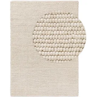 benuta Pure Wollteppich Beads Cream 80x150 cm , Creme , Textil , Beton Optik , Rechteckig , 80x150 cm , Care & Fair, Handmade in India , pflegeleicht , Teppiche und Böden, Teppiche, Schafwollteppiche
