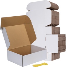 RLAVBL 50 Stück weiße Versandkartons mit den Maßen 30,5 x 22,9 x 10,2 cm für den Versand von Gegenständen, Spielzeug und Geschenken