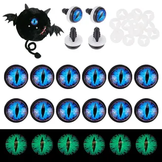 PH PandaHall 20 Stück Bastel Sicherheitsaugen Mit Drachenaugen Bedeckte Cabochons Bastel Häkelaugen 12 mm Flache Runde Bastelaugen Mit 20 Unterlegscheiben Zum Basteln Amigurumi Häkel