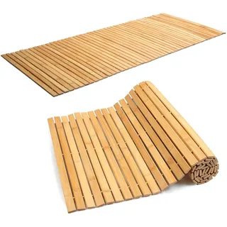 Gemsaya Bambus Badematte 120 x 50 cm, Sauna Badvorleger Duschvorleger Holz | Rollrost Fussmatte aus Bambus, Rutschfester & Pflegeleicht Saunamatte Badematten Duschvorleger