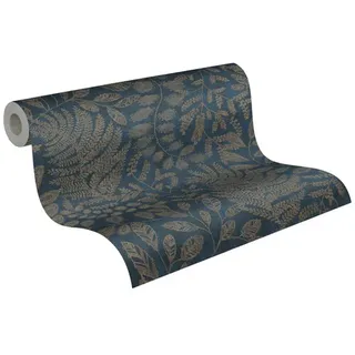 A.S. Création Vliestapete mit floralem Muster 0,53 x 10,05 m 388304 Blau/Gold/Türkis