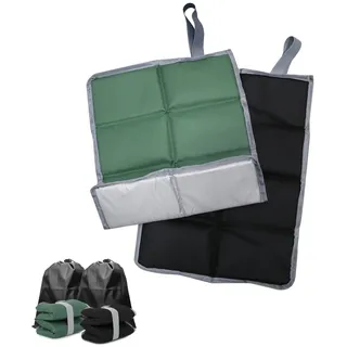Aimeke® 2er Set Thermo Sitzkissen Outdoor Faltbar Sitzmatte Komfort Sitzunterlage Wasserdicht Thermositzkissen für Picknick Freien Camping Wandern Zubehör mit Tragetasche (Schwarz/Grün)