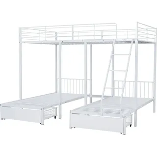 Merax Etagenbett 140x200cm Metall Schubladen Weiß