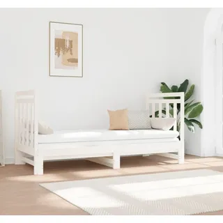 The Living Store Tagesbett Ausziehbar Weiß 2x(90x190) cm Massivholz Kiefer - Weiß