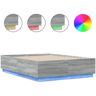 vidaXL Bettgestell mit LED Grau Sonoma 120x190 cm Holzwerkstoff - Grau