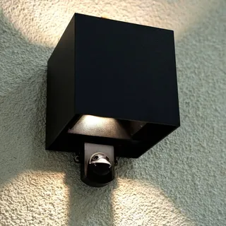 LUMILED Außenwandleuchte mit Bewegungsmelder Wandlampe Außenleuchte G9 Fassung (max. 7W LED) 230V IP65 Wasserdicht Gartenleuchte Flurleuchte Terrasse Fassade schwarz eckig Aluminium - Schwarz