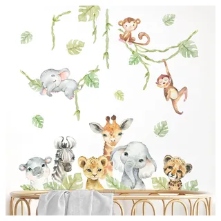 Little Deco Wandsticker Safari Tiere Wandtattoo für Kinderzimmer Babyzimmer Wandaufkleber Dschungel Wanddeko DL916-2