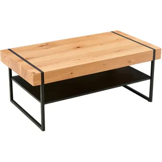 Livetastic Couchtisch , Naturfarben, Schwarz , Holz, Metall , Eiche , furniert, massiv , rechteckig , eckig , 45x59x110 cm , Holzmöbel, Holztische, Wohnzimmertische Holz, Couchtische Holz