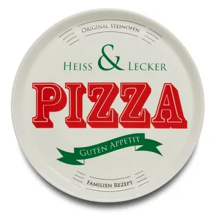 KHG Pizzateller, extra groß mit 30 cm Durchmesser in Heiss & Lecker Print | perfekt für Gastro und Zuhause, hochwertiges Porzellan, spülmaschinengeeignet & perfekt Stapelbar, vielseitig einsetzbar