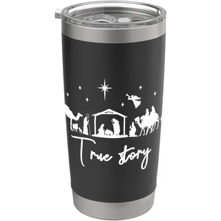 True Story Weihnachtskrippe Weihnachten Jesus Krippe Christlich Doppelwandiger Edelstahl-Thermobecher