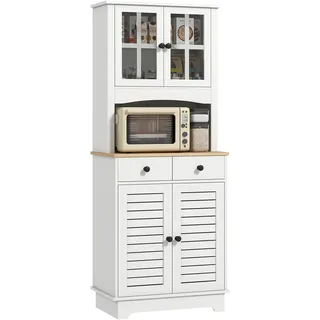 Homcom Küchenschrank Hochschrank mit 2 Schränken 68 x 39,5 x 170 cm Weiß