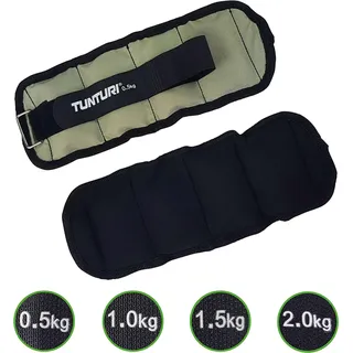 Tunturi 2er Set Manschettengewichte für Arme und Beine, 0,5 kg, Handgelenksgewichte und Knöchelgewichte - Grau