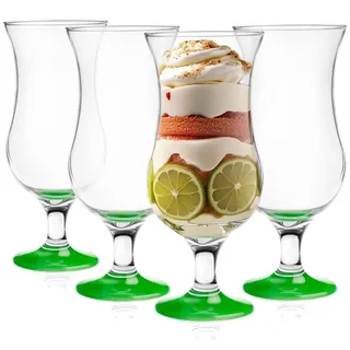Glasmark Krosno Gläser Cocktailgläser Set Longdrink Cocktail Gin Bier Wasser Longdrinkgläser Cocktailgläser Trinkglas Wasserglas Glas Smoothie Dessert Spülmaschinenfest Grün 4 x 420ml