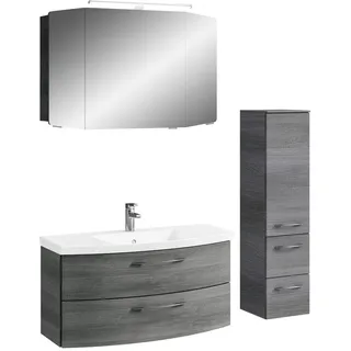 Pelipal Badezimmer , Graphitfarben , Holzwerkstoff , 4-teilig , 8 Fächer , 2 Schublade(n),insgesamt 4 Schublade(n) Schubladen , 131 cm , hängend, Typenvielfalt , Badezimmer, Badmöbelsets & Badmöbelserien, Badmöbel-Sets