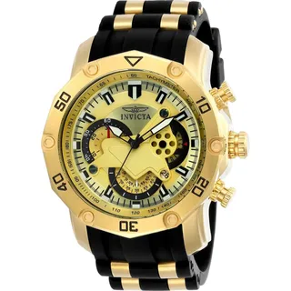 Invicta Pro Diver - SCUBA 23427 Herren uhr - Wasserdicht - Analog - Quarzuhrwerk - Edelstahl mit goldenen zifferblat - 50mm - Gold