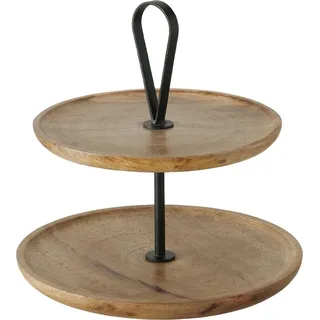 Etagere KABIR natur schwarz aus Holz und Metall Dekoetagere modern Holzetagere - Beige