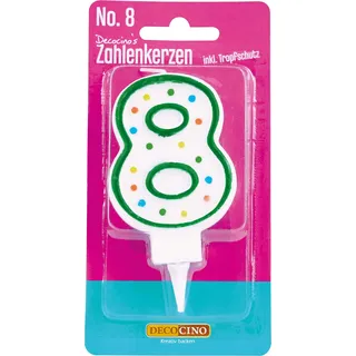 DECOCINO Zahlenkerzen Zahl „8“ Geburtstagsdeko
