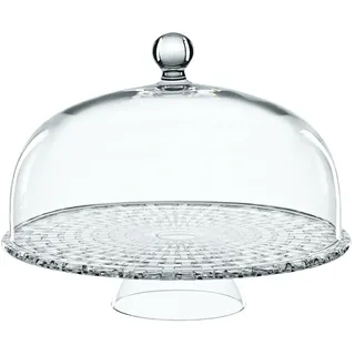 Nachtmann Tortenplatte mit Haube 32 cm, Bossa Nova, 99528, Kuchenplatte aus Kristallglas, Servierplatte für Kuchen und Torten