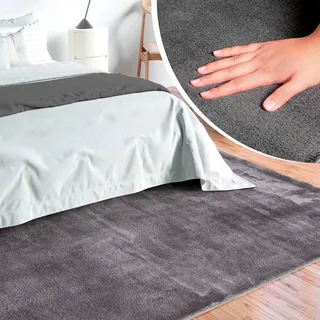 merinos Teppich »Loft 37, Kunstfellteppich« rechteckig 16 mm Höhe weich und kuschelig, Fell Haptik, Anti-Rutsch-Unterseite, grau