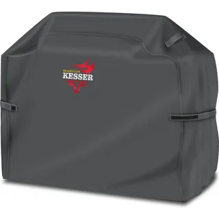 KESSER® Premium BBQ Grillabdeckung Gasgrill Grillhaube Abdeckung Wetterfest - für Weber, Brinkmann, Char Broil Grill Abdeckhaube Schutzhülle | 600D Oxford- Gewebe Reißfest - Grau