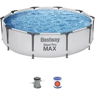 Bestway Steel Pro Max Frame Pool, 305 x 76 cm, Rund, mit Filterpumpe, 4.678 Liter Kapazität - Bunt