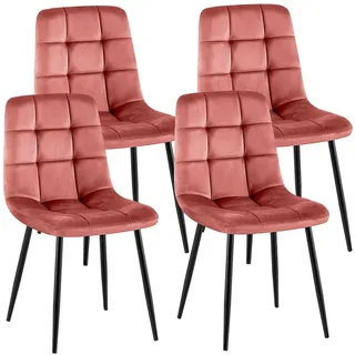 CLP Stuhl 4er Set Samt Rosa , Metall , 45x84x55 cm , Esszimmer, Stühle