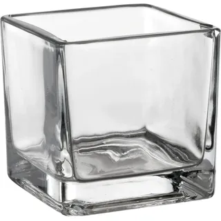 Windlicht "CUBE" 6cm x 6cm | Teelichtglas Kerzenglas Blumentopf - Transparent