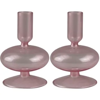 Kerzenständer AM DESIGN "Kerzenhalter mit kunstvollen Ausbuchtungen", rosa, H:13cm Ø:8,5cm, Glas, Kerzenhalter, Kerzenständer, Stabkerzenhalter aus Glas, Höhe ca. 13 cm, Dekoobjekt