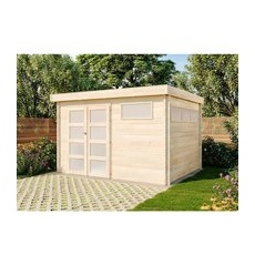 Alpholz Gartenhaus Modern Flachdach 512 cm x 412 cm Natur