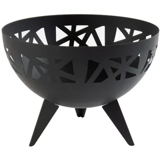 Moderne 3D Design Feuerschale Ø 58 cm – Stabile Feuerstelle aus Stahl für Garten & Terrasse – Schwarz Matt