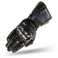 Bild STR-2 Motorradhandschuhe Herren - Touchscreen, Sommer, Sport Leder Handschuhe mit Carbon Knöchelprotektor, Handflächen- und Fingerschieber, Verstärkte Handfläche (Schwarz, M)