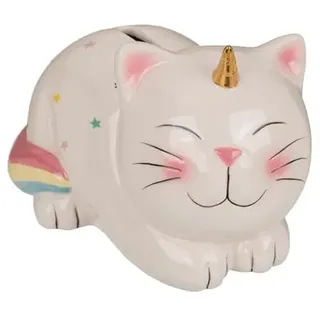 Spardose Katze Einhorn Keramik Original Spardose Einhorn Katze mit Deckel und Schlüssel.
