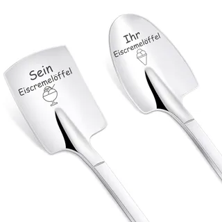 Jahrestag Geschenk für Ihn Sie, PBIEHSR 2 Stücke Kaffeelöffel mit Gravur - Sein und Ihr Eiscremelöffel, Geburtstag Geschenke Weihnachten Hochzeitstag für Paare Couple (Sein und Ihr Eiscremelöffel)