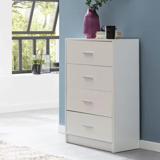 FineBuy Sideboard FB52330 Weiß Hochglanz 60x90x30 cm Anrichte Holz Modern Schmale Schubladenkommode Esszimmer Kleiner Allzweckschrank Flur - Weiß