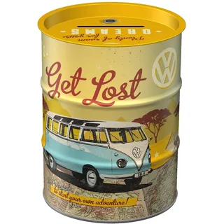 Nostalgic-Art Retro Spardose, 600 ml, VW Bulli – Let's Get Lost – Volkswagen Bus Geschenk-Idee, Original Lizenzprodukt (OLP), Sparschwein aus Metall, Vintage Blech-Sparbüchse