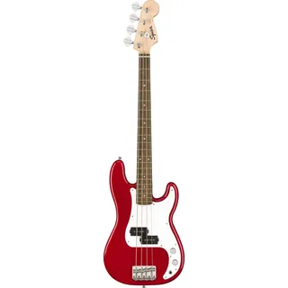 Fender Squier by Fender Mini Precision Bass, Kompakter E Bass mit vollem Sound, geeignet für Einsteiger, Kinder und Reisemusiker, Dakota Rot, Inklusive virtueller Kurse auf Fender Play