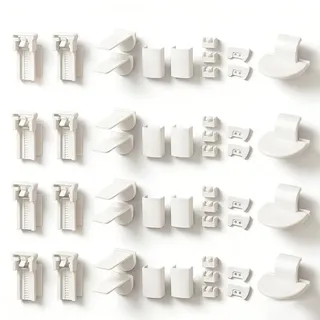 48 Stück Plissee Ersatzteile Set für Fenster, 4 Kits Klemmträger Zubehör ohne Bohren, Klemmfix Halterung und Spannschuhe für verspannte Plissees, verstellbare Befestigung für Fensterrahmen