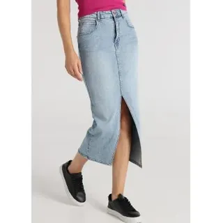 Lois Jeans für Damen. 411572643 Langer Jeansrock mit Öffnung vorne blau (30), Lässig, Baumwolle, Denim