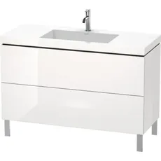 Duravit L-Cube Möbelwaschtisch c-bonded mit Unterbau bodenstehend, 120x48 cm, 2 Auszüge, ohne Überlauf, 3 Hahnlöcher, Farbe: Terra Matt