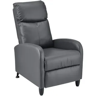[en.casa] Polstersessel Bregenz Kunstleder 60 x 102 x 92 cm Grau mit verstellbarer Rückenlehne