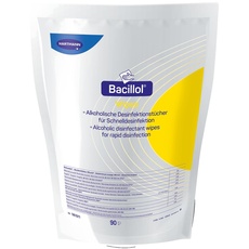 Bacillol Wipes Standbodenbeutel: Alkoholische Schnell-Desinfektionstücher für den Einsatz im Bacillol Wipes-Spender, 90 Tücher