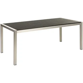 Beliani Vernio Gartentisch 180 x 90 x 76 cm Schwarz/Silber