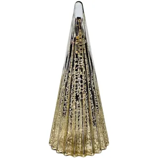 Elegante, große LED Tanne in silber aus Glas, 33 cm, Timer, batteriebetrieben