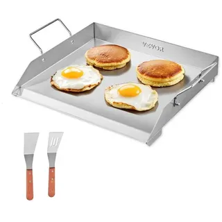Vevor Grillpfanne 448 x 370 mm Edelstahl silber