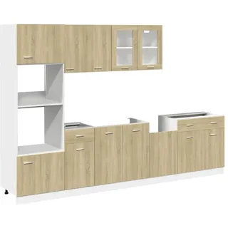 vidaXL 7-tlg. Küchenschrank-Set Lyon Sonoma-Eiche Holzwerkstoff - Braun