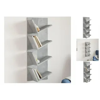 vidaXL Wand-Bücherregal mit 4 Fächern Betongrau 33x16x90 cm